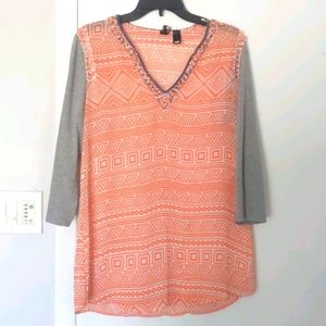 BKE Sheer Flowy Embellished Top